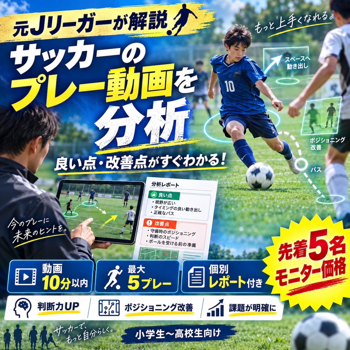 元Jリーガーがサッカーのプレー動画を徹底分析します なぜ上手くいった？次はどうする？5プレーからポイントを言語化 イメージ1