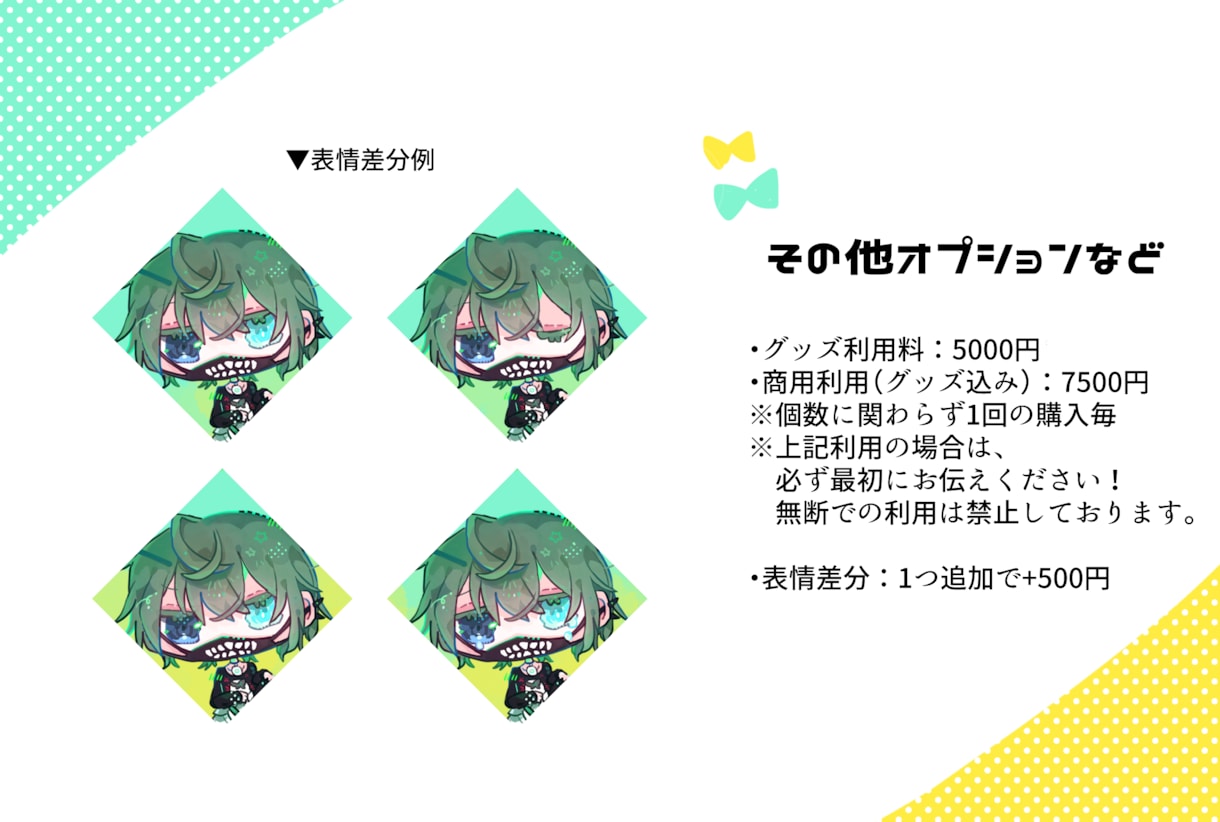 3種・背景オプション有！かわいいデフォルメ描きます かわいいデフォルメで活動や創作ライフを豊かに！ イメージ5