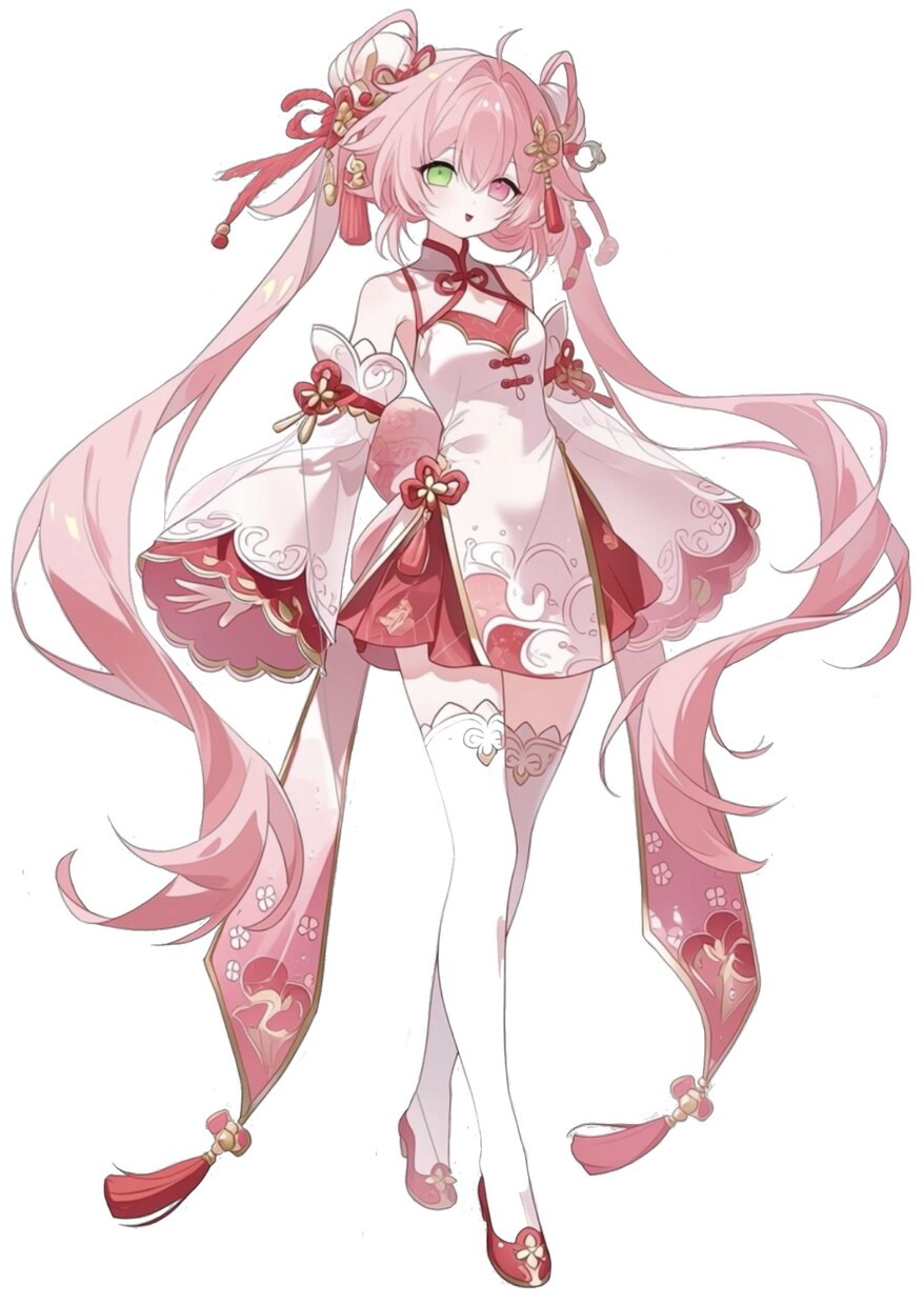 立ち絵　販売しています。1点のみです。ます 桜、桜餅風　女の子　着物　ピンク イメージ4