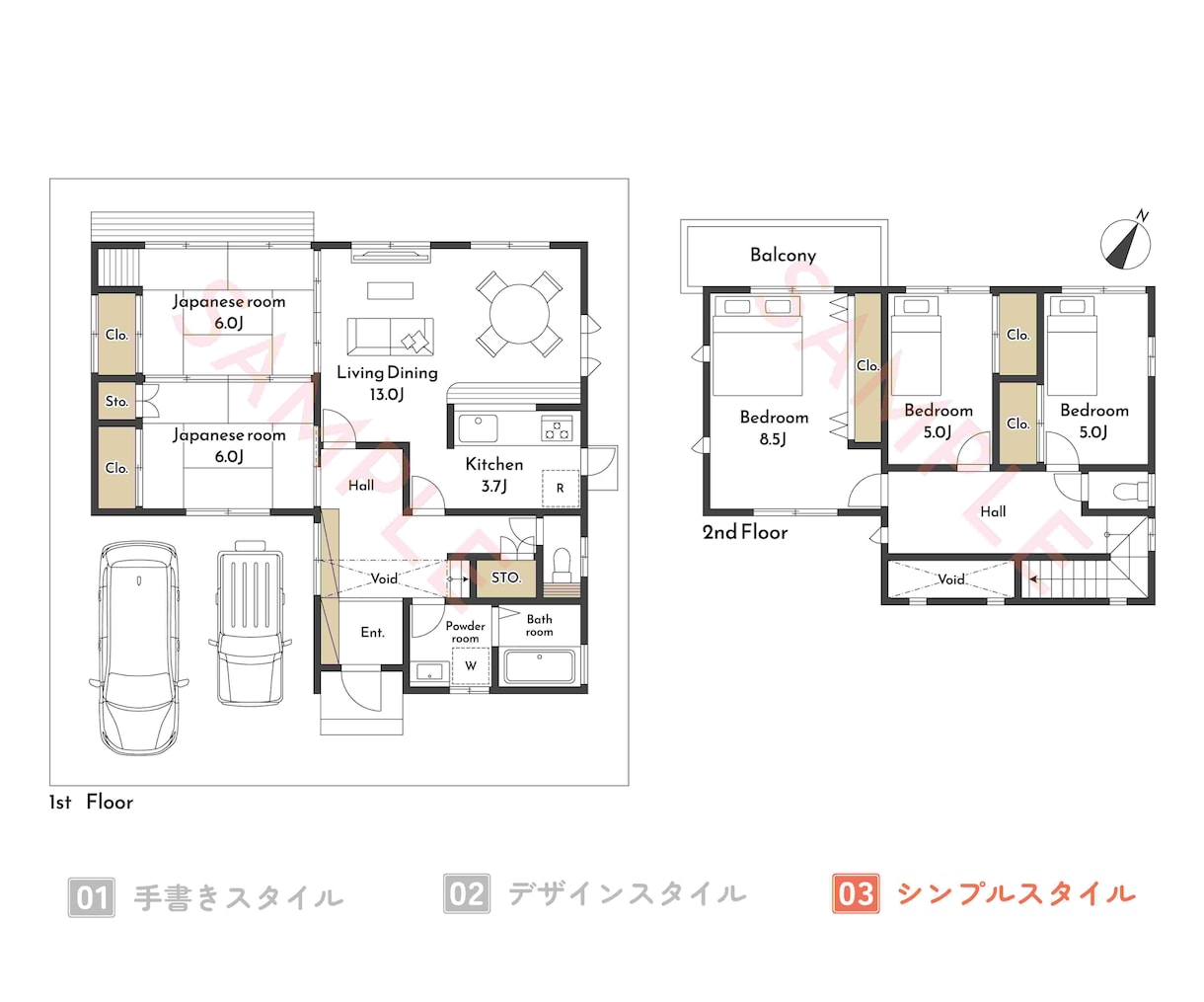 その間取り図、民泊・不動産広告用に一味変えます お好みのスタイルから家具付きの温かみある間取り図作ります イメージ10