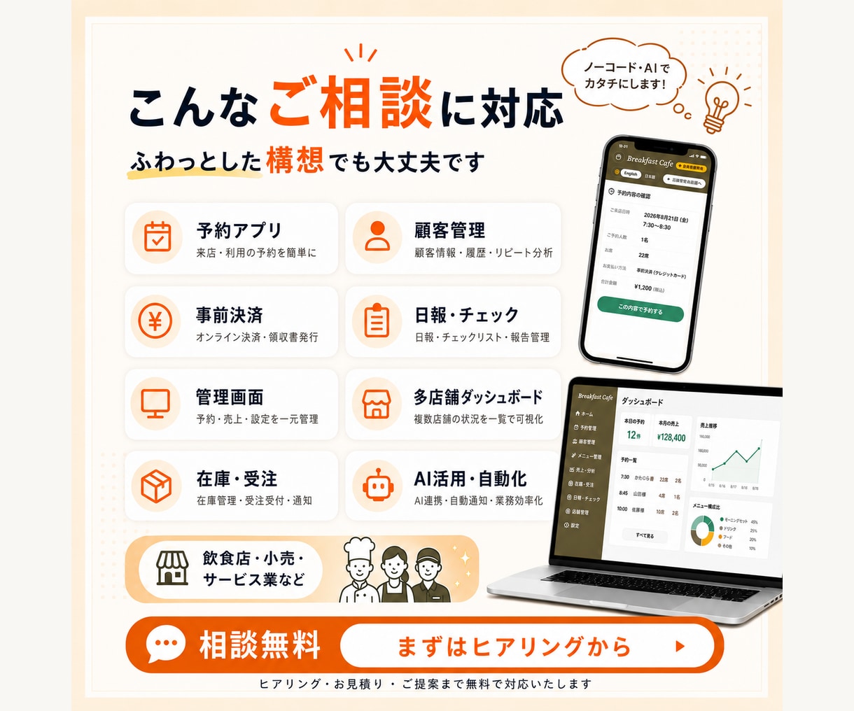 ノーコードで業務アプリを制作します 相談・設計・見積りから丁寧に対応します イメージ2