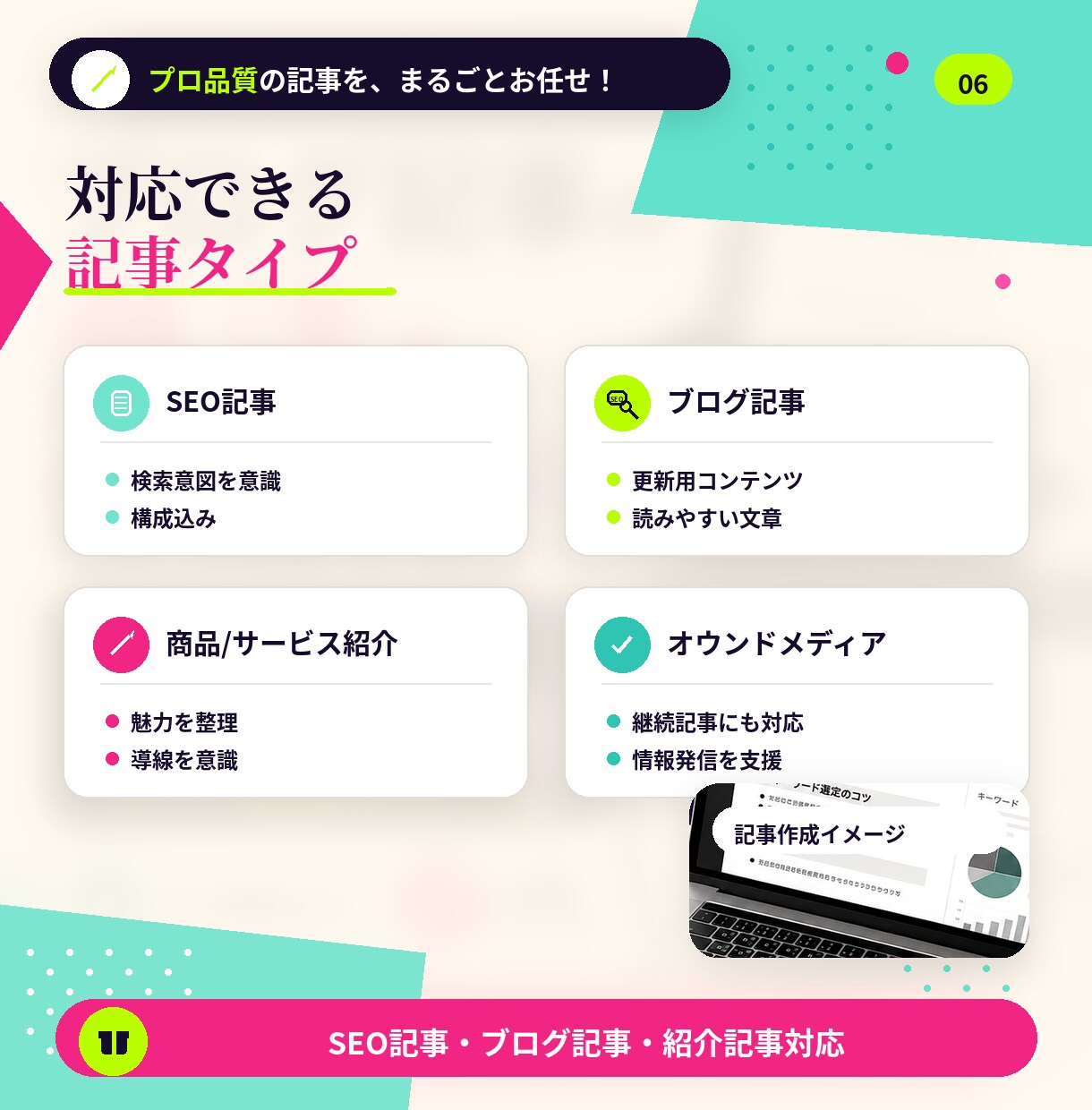 ブログ記事の外注・作成代行をします SEO記事作成・Webライティング代行 イメージ6