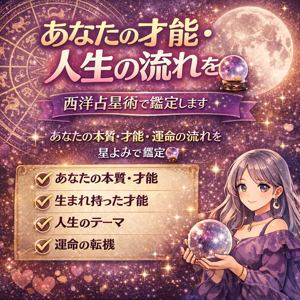あなたの才能・人生の流れを西洋占星術で鑑定します あなたの本質・才能・運命の流れを星よみで鑑定 イメージ1
