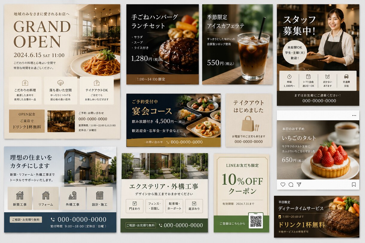 集客用の広告デザイン一式を制作します チラシ・SNS・広告画像をまとめて統一デザイン イメージ2