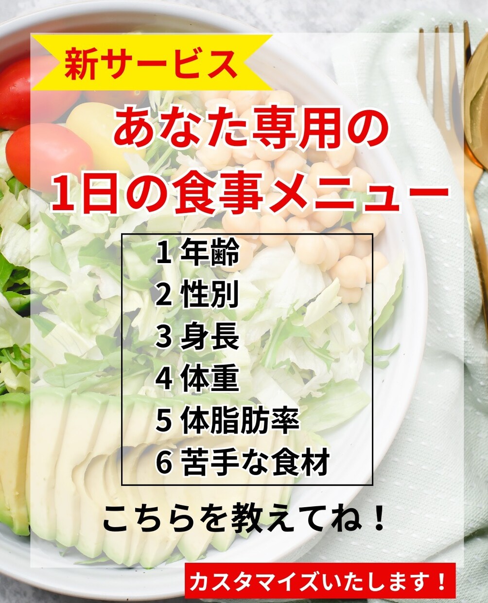 オーダーメイド痩せご飯1日分の食事メニュー作ります 痩せにくい45歳女性向け！健康的で継続できるメニューをご提案 イメージ1