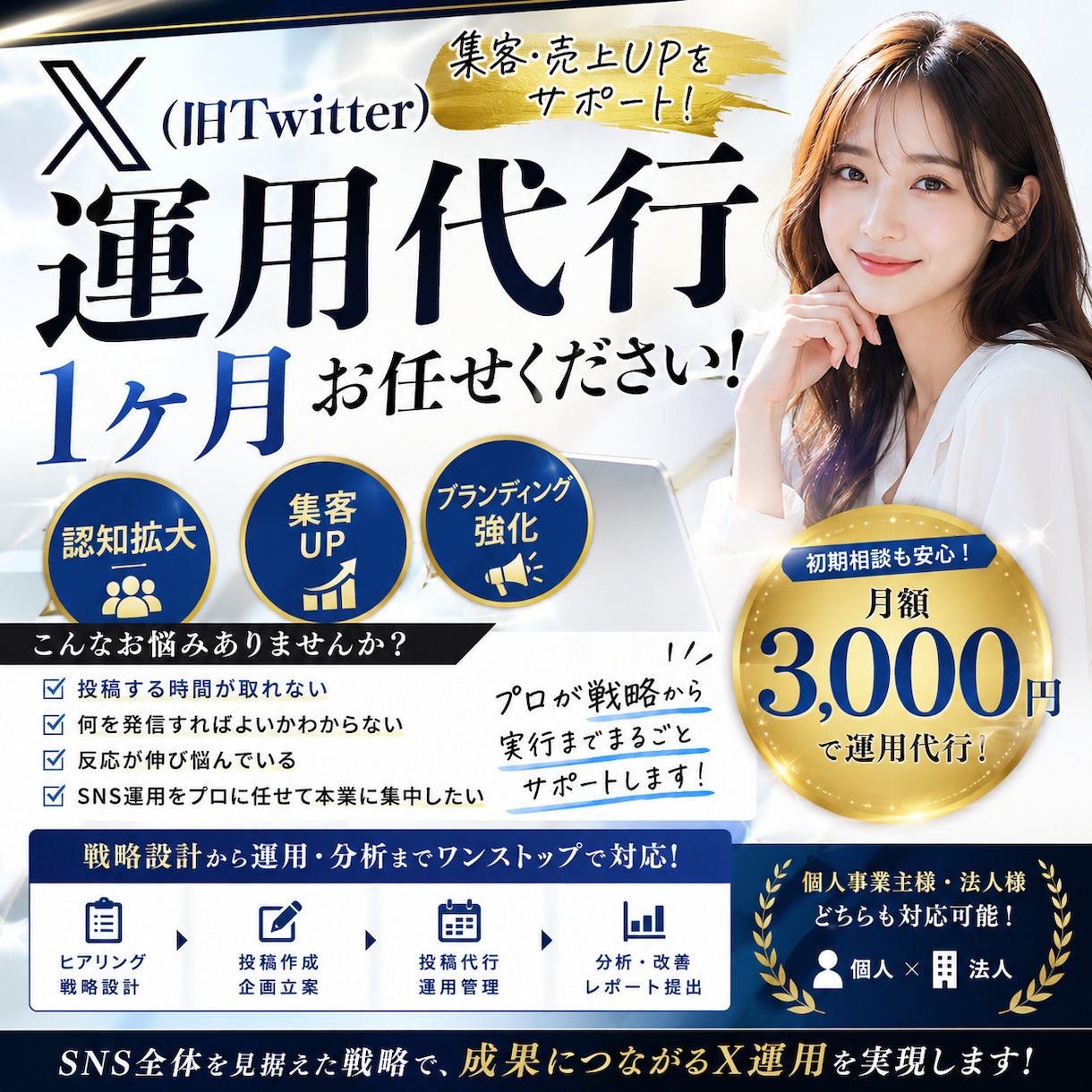 X 運用代行 (1ヶ月3,000円)でできます あなたの想いを、伝わる発信へ。 イメージ1