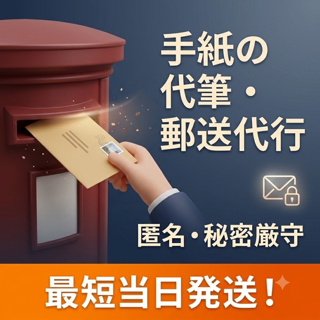 秘密厳守で手紙の代筆や印刷から郵送までを代行します 最短当日発送！匿名での苦情や各種通報など迅速に届けます イメージ1