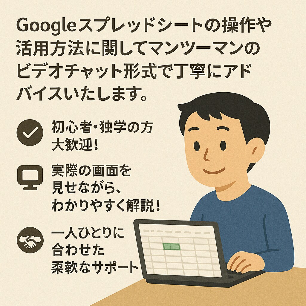 スプレッドシートのコンサルティングします ビデオチャットで “わからない” を “できる” に変える イメージ3