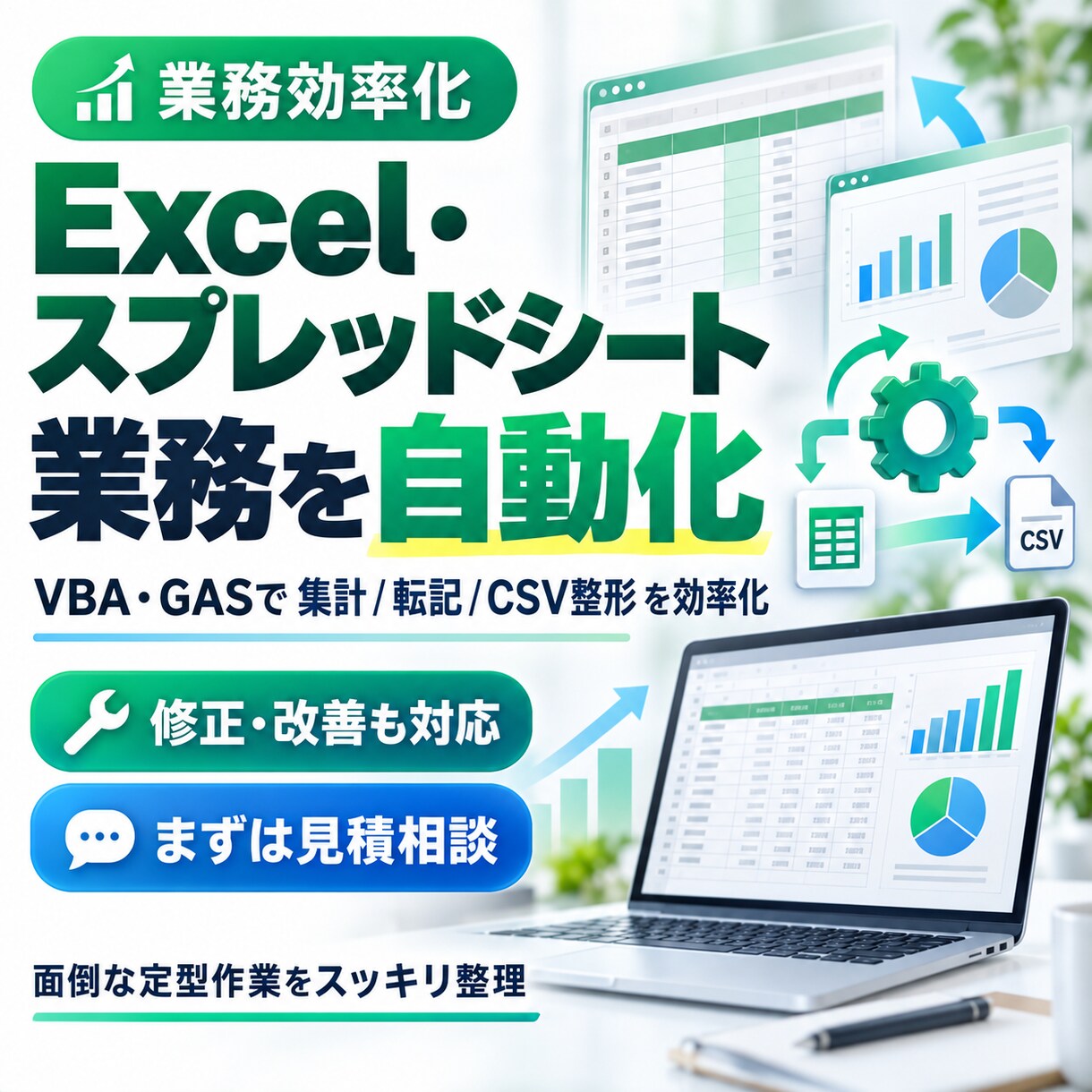 Excel・スプレッドシート業務を自動化します VBA・GASで面倒な集計・転記作業を効率化 イメージ1