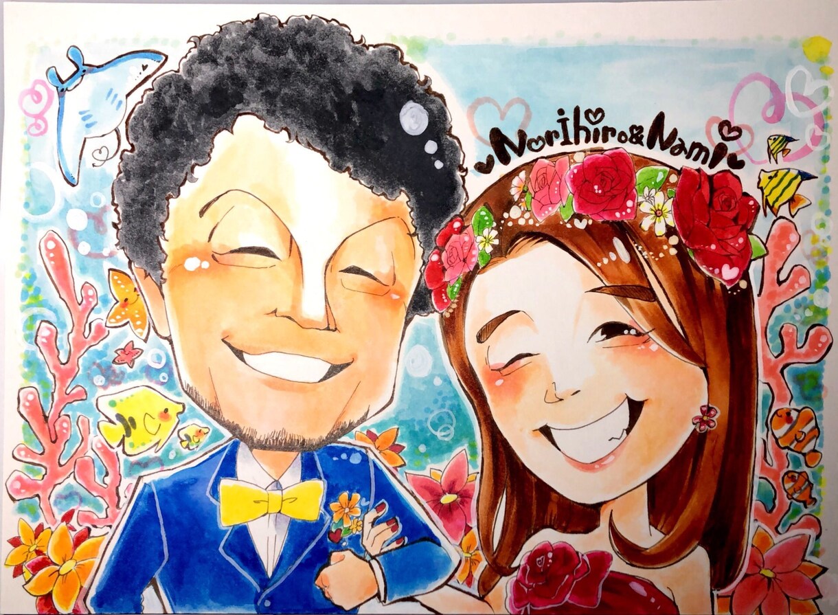ふんわり可愛い似顔絵をお届けします あなただけの1枚を！似顔絵ウェルカムボード イメージ2
