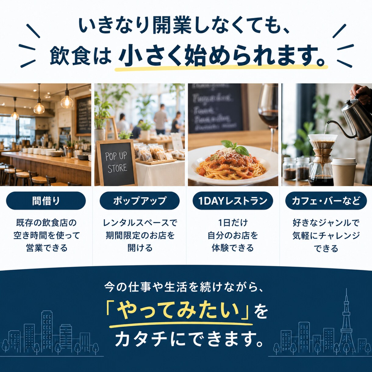 飲食店をやってみたい方の相談に乗ります 会社員・未経験から小さく始める方法を一緒に考えます イメージ3