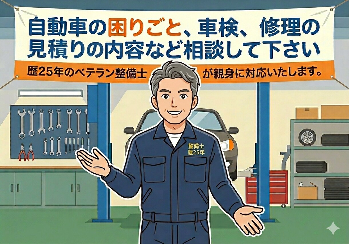 その修理必要？車検•見積りの無駄をプロが見抜きます 車のお困りごと全般ご相談下さい イメージ1