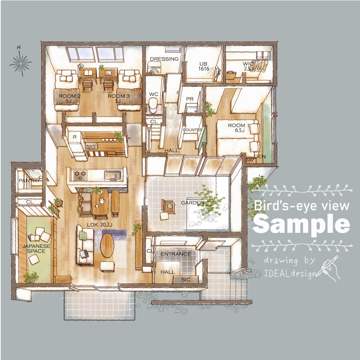 わくわく★いい感じの手描き立体間取り図承ります 注目度UP‼あなたのプランの魅力を引き出します‼ イメージ7