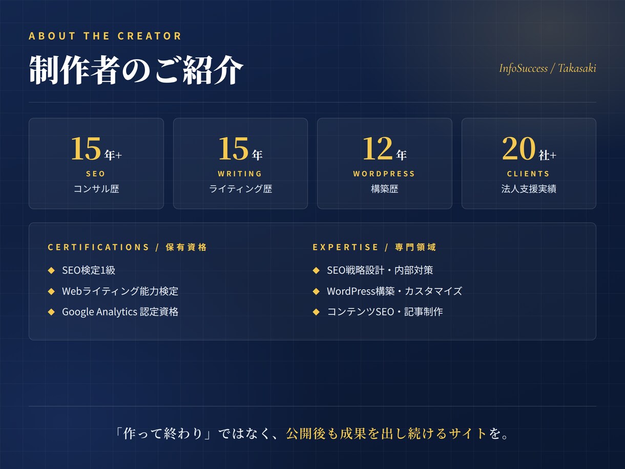 SEO検定1級｜15年以上のプロが集客HP作ります SEO15年以上・法人20社支援のプロが設計します イメージ9