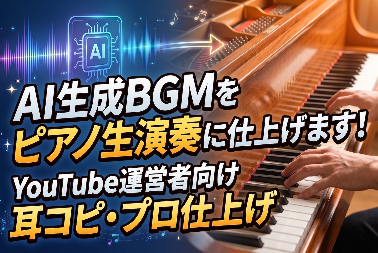 AIで作ったBGMをピアノアレンジします!!ます 楽譜不要!!耳コピで即対応します イメージ1