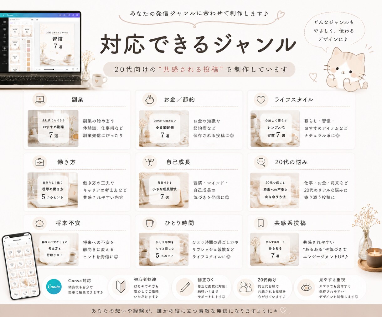 Canva編集可能な投稿制作します 20代向けの共感投稿を丁寧に制作します✨ イメージ3