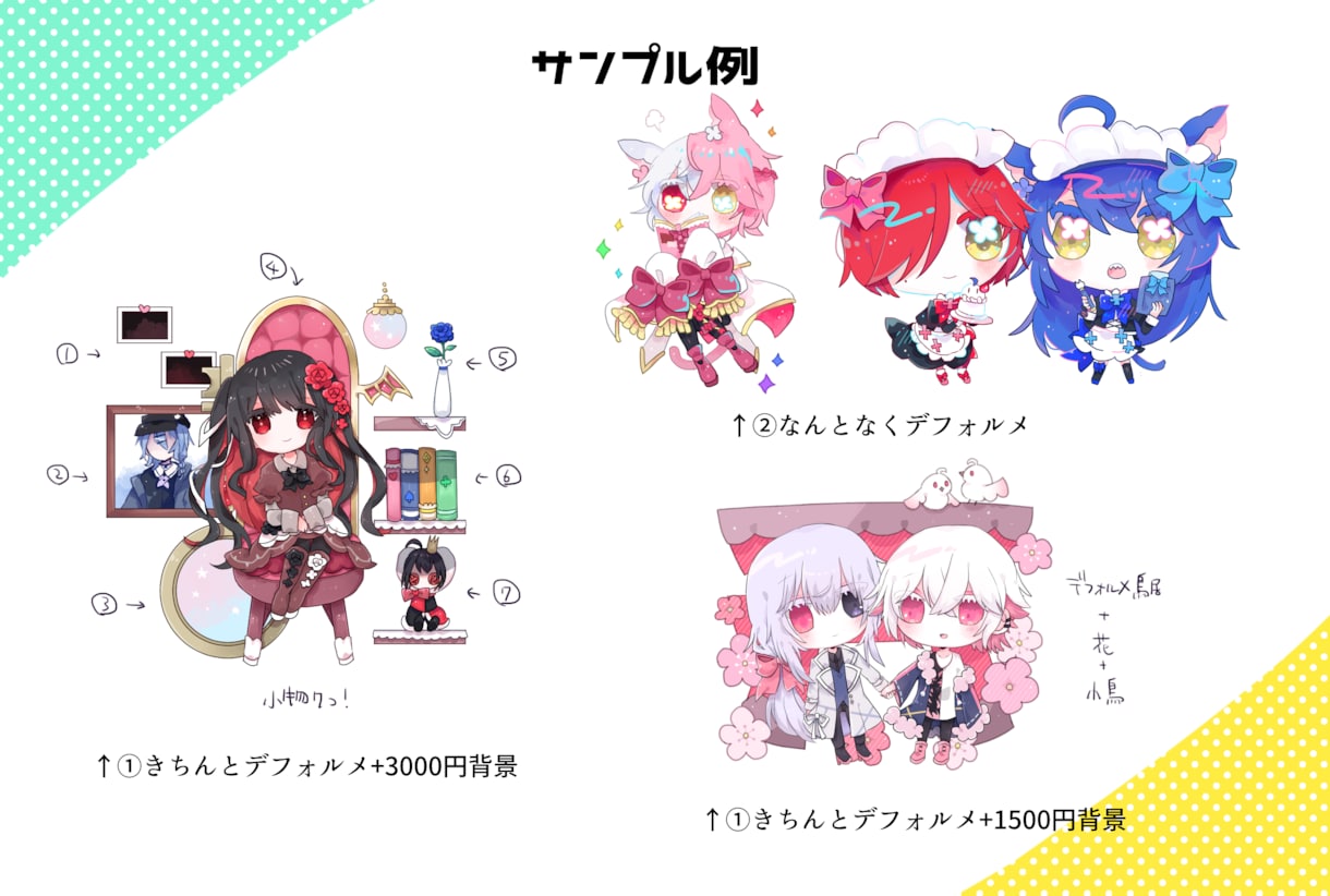 3種・背景オプション有！かわいいデフォルメ描きます かわいいデフォルメで活動や創作ライフを豊かに！ イメージ8