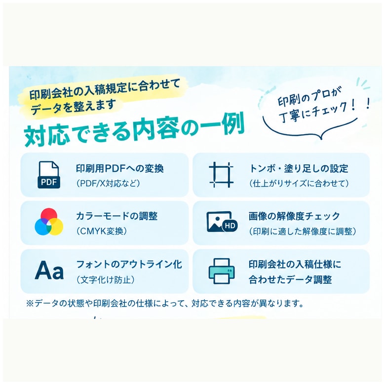 印刷用データに変換・調整します デザインはできているけど、入稿データが作れない方へ イメージ2