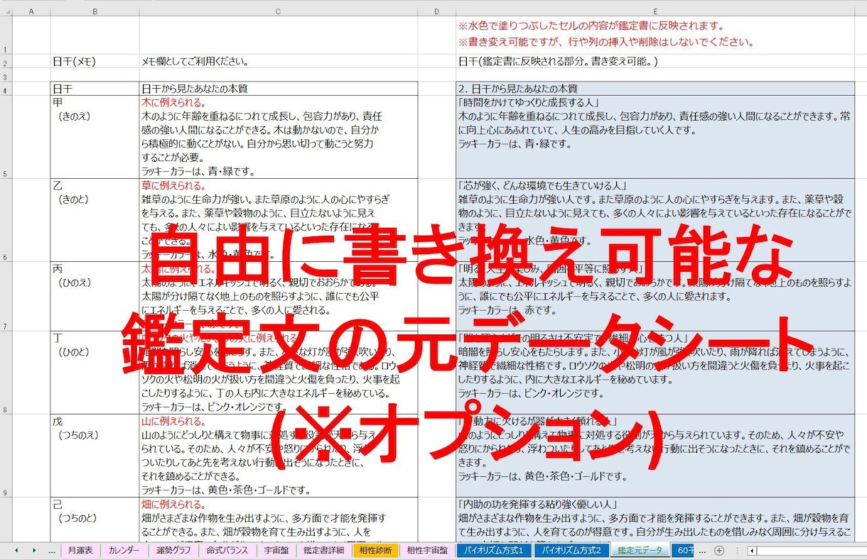 四柱推命の命式表＆鑑定書自動生成ツールを提供します 複数の流派に対応し、大三合会局、天剋地冲等も自動表示します イメージ6