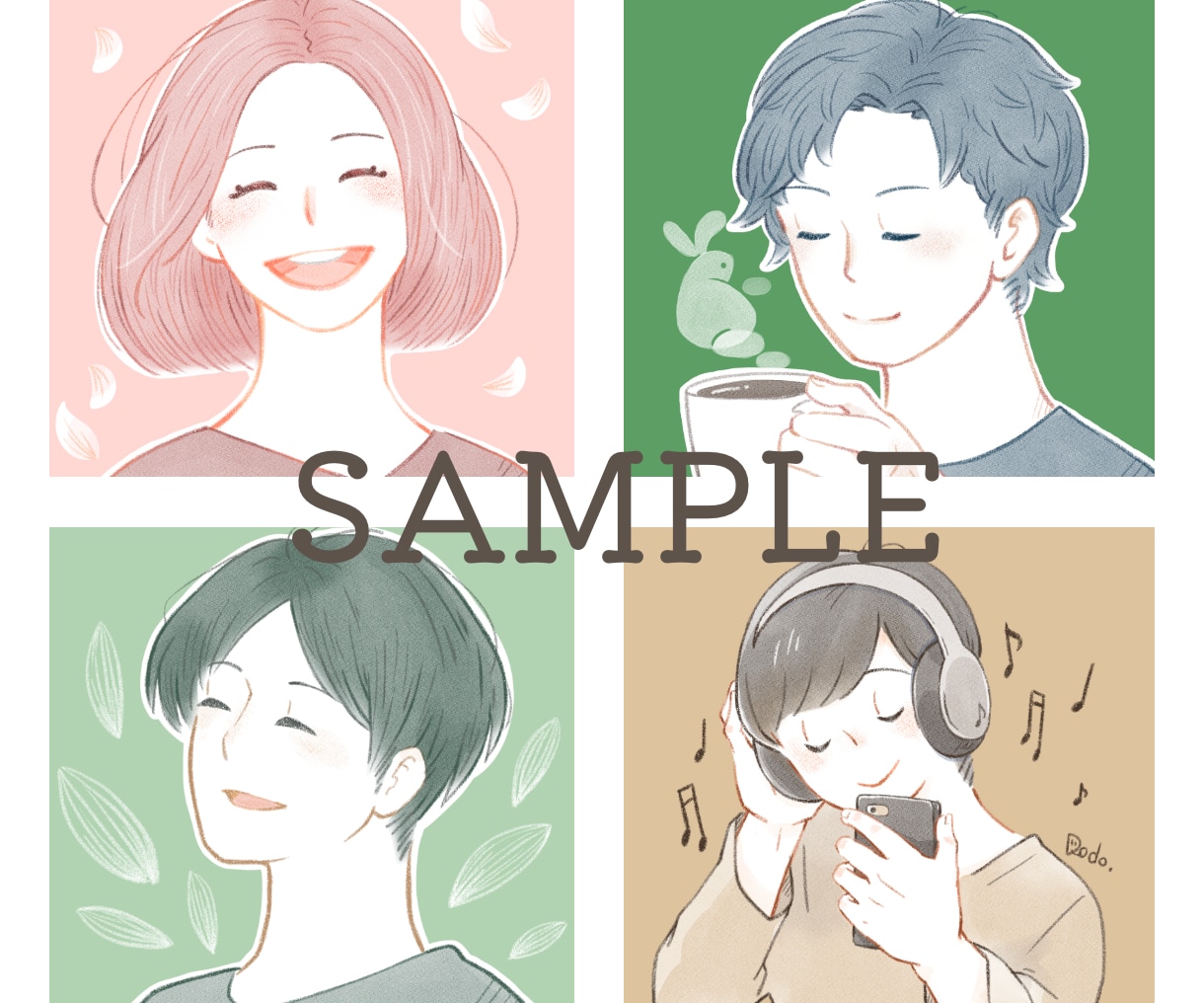 目を伏せた大人な雰囲気のイラストアイコン描きます 商用可！ナチュラルな好印象SNSアイコン イメージ4