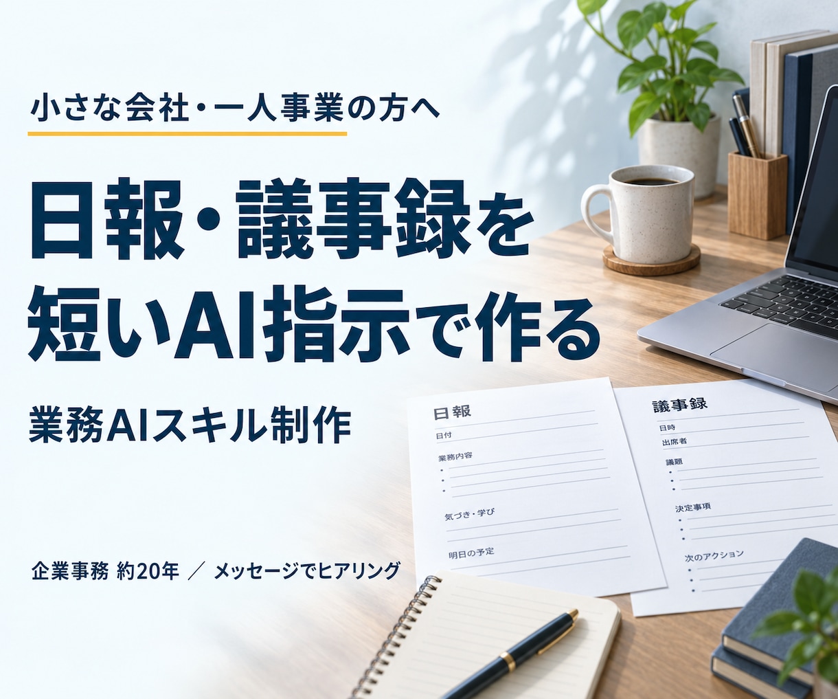 保守費ゼロ！毎日の定型業務をAIに任せます 日報・議事録・お礼状。追加の契約も保守費もいらない業務AI イメージ1