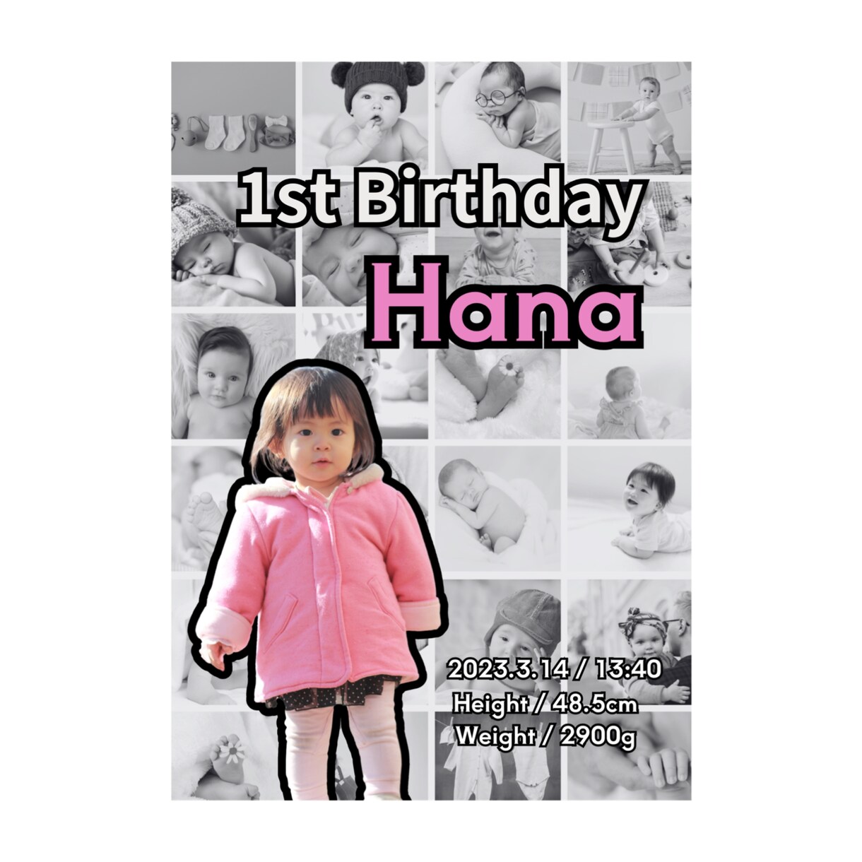 2パターン作成⚪︎成長写真作ります 百日記念やお誕生日記念などに！データ販売なので即日お渡し可 イメージ2