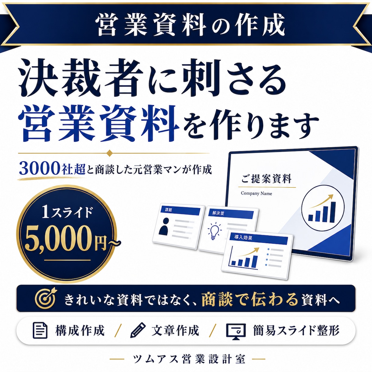 決裁者に刺さる営業資料を作ります 3000社超と商談した元営業マンがノウハウを凝縮して作成 イメージ1