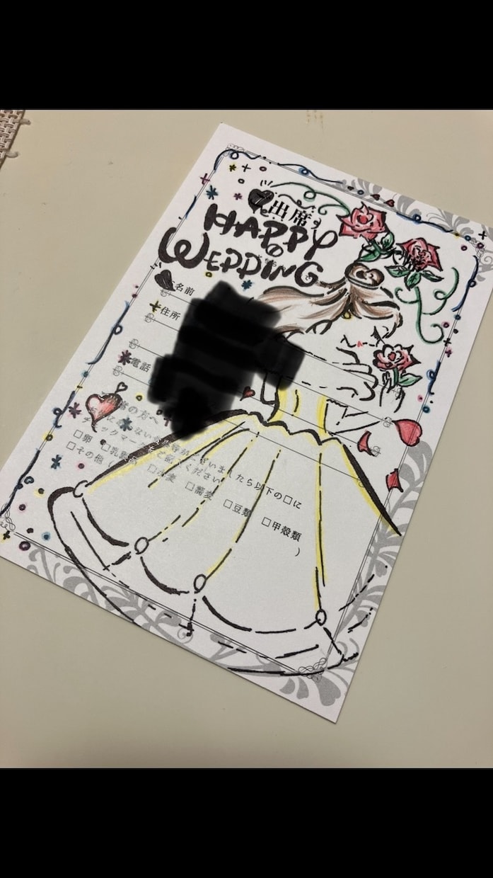 結婚式の返信用ハガキのイラストを描きます 素敵な「結婚式の返信用ハガキのイラスト」を代行で描きます。 イメージ1