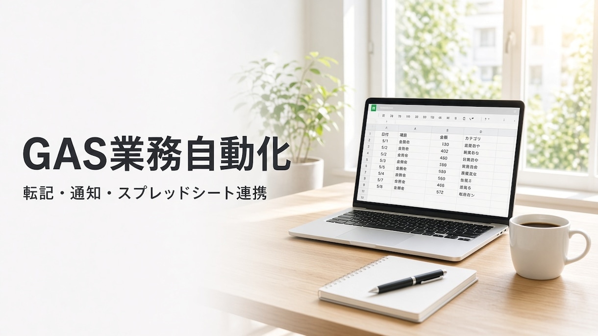 転記1本・1シート・通知1系統を自動化します 1本・1シート・1系統からGASで自動化 イメージ1