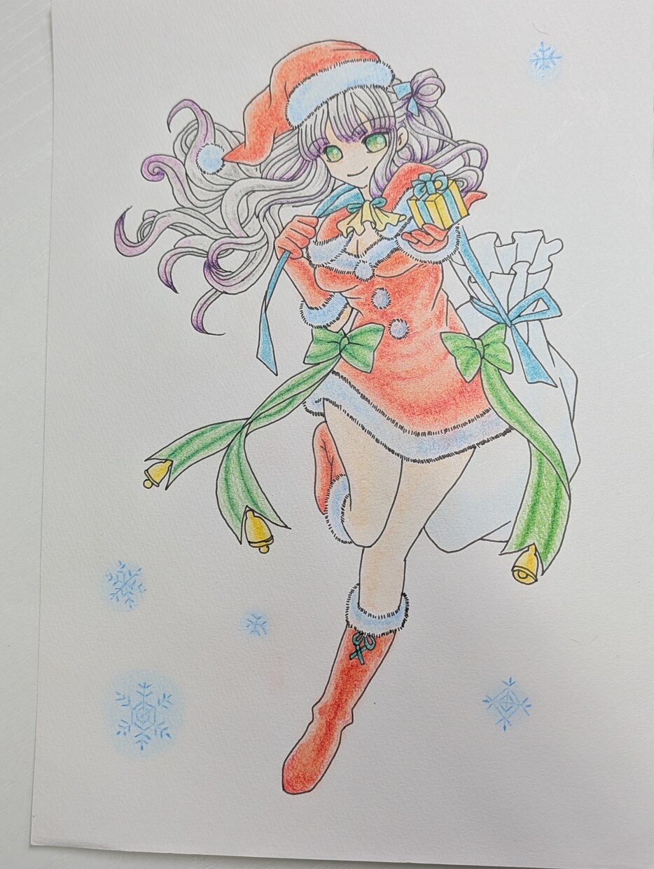 色鉛筆画で納品します レディサンタがあなたにプレゼントを届けます イメージ1
