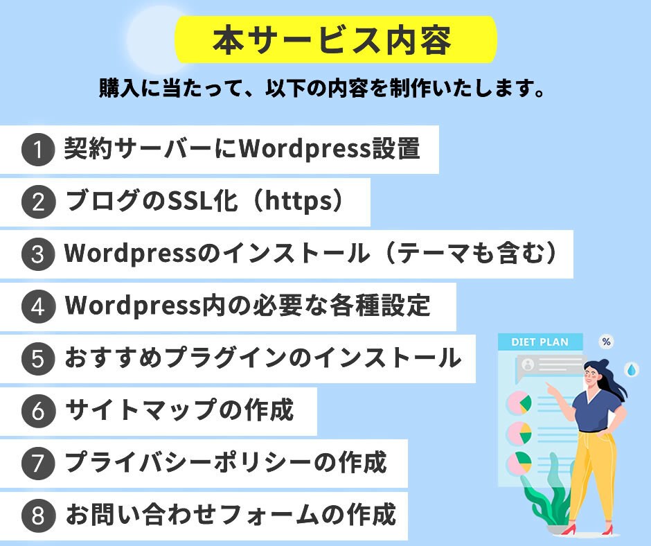 ワードプレスをサーバーに設置＆初期設定代行します ワードプレスを即日反映し、使える状態にします。 イメージ2