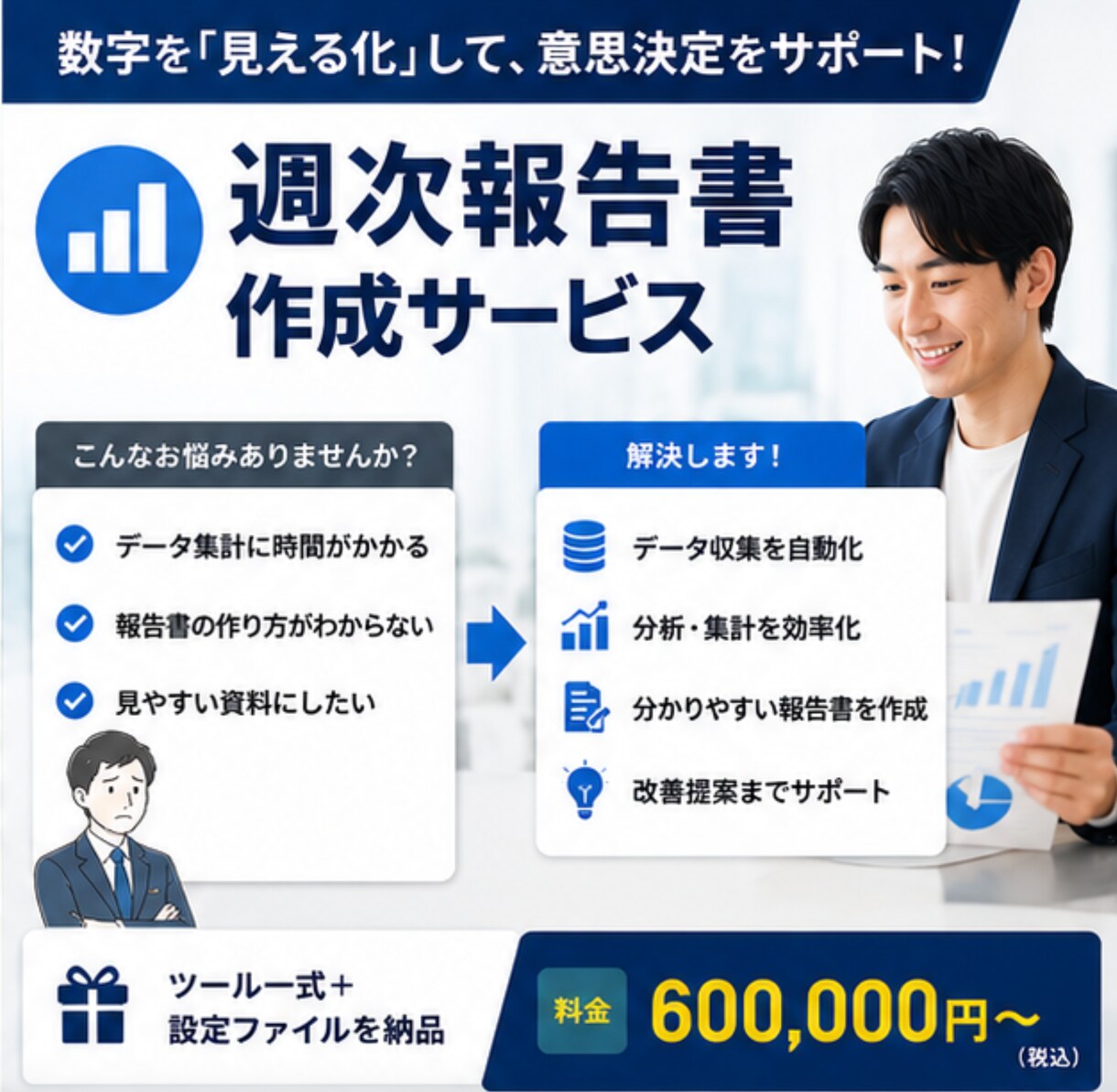 週次ITレポートを自動生成・自動送信します 月8時間の手作業レポートをゼロにします イメージ1