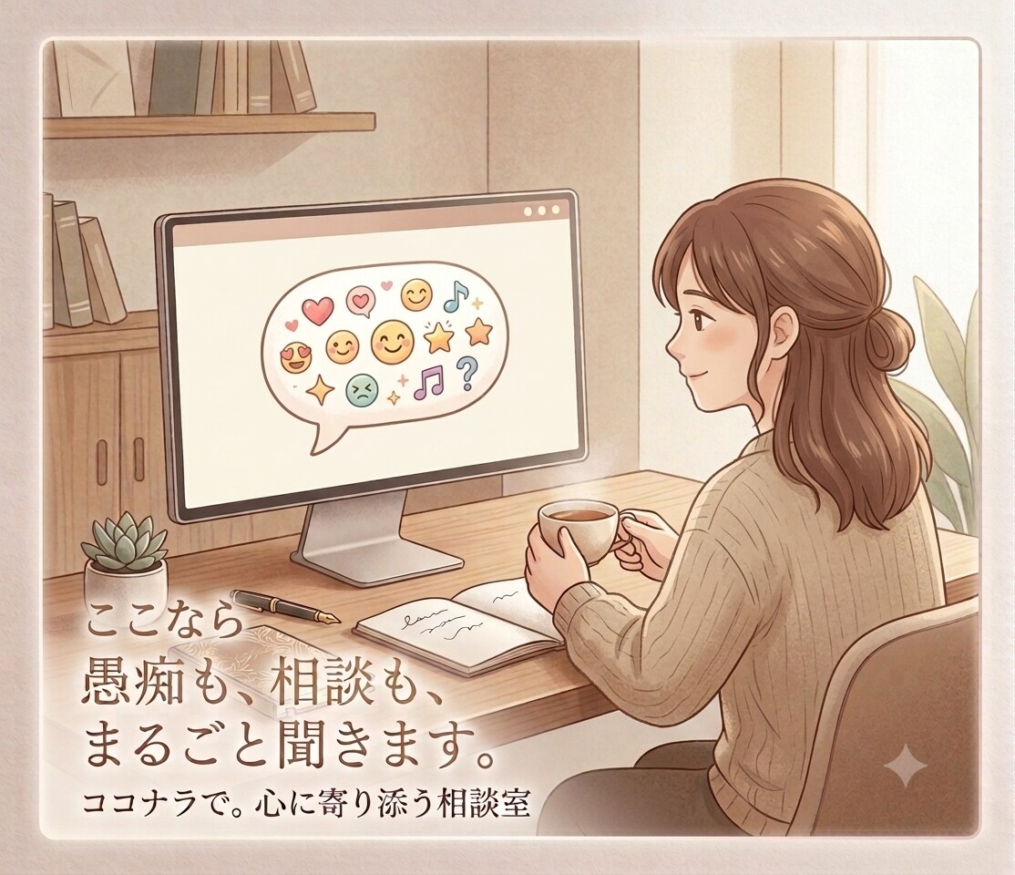 心が軽くなるチャット相談！愚痴雑談聞きます 秘密厳守！身近な人に言えないモヤモヤ吐き出してみてください！ イメージ1