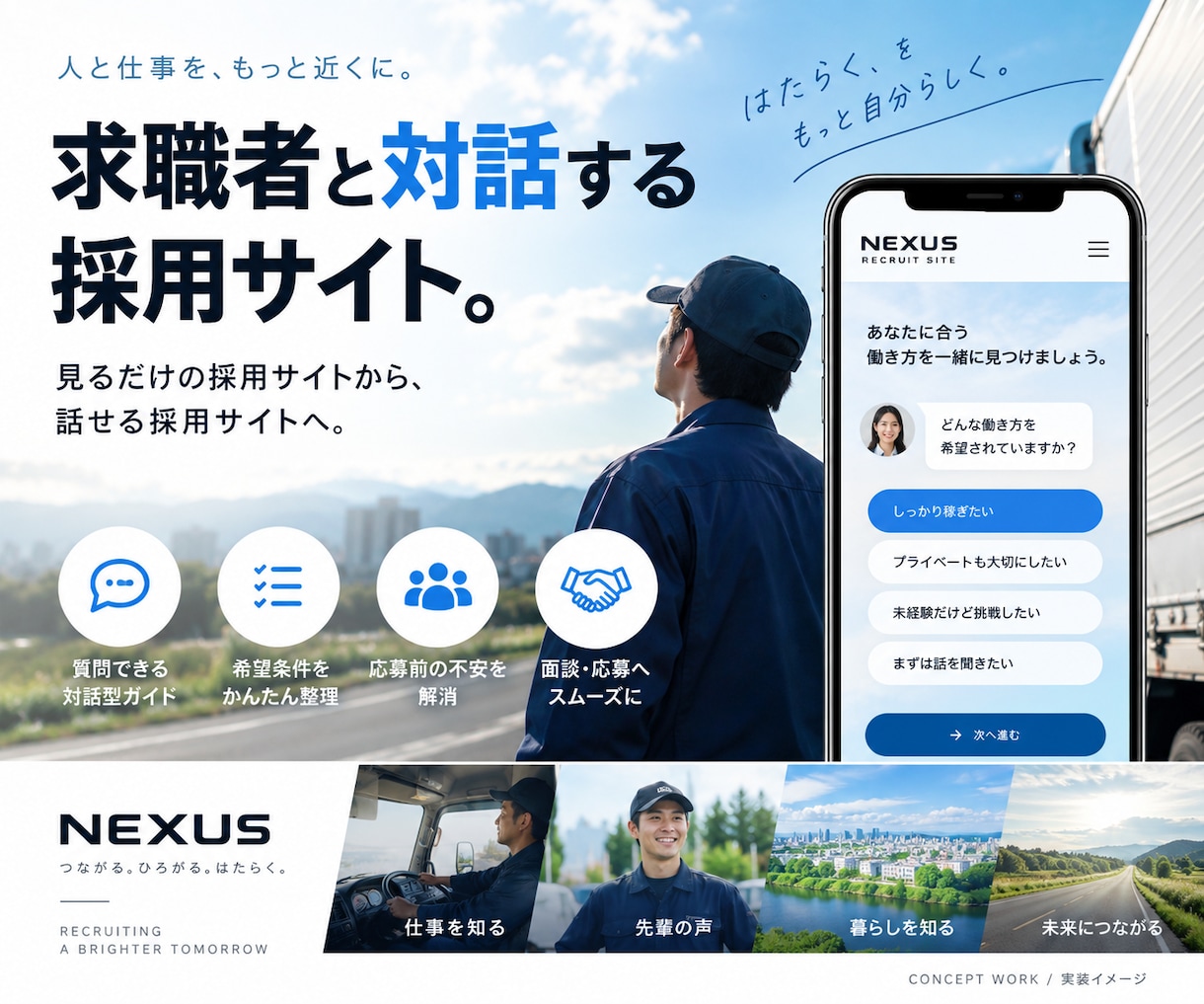 応募前に話をできる採用サイトを制作します 求職者の疑問に答え、応募への一歩をつくります イメージ1