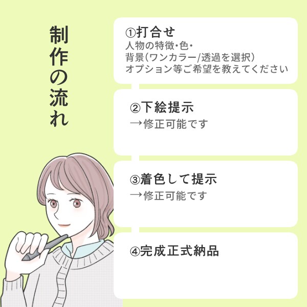 ポーズ自由!バストアップのイラストを描きます アイコンにも。シンプルで清潔感ある絵柄です。商用OK。 イメージ9