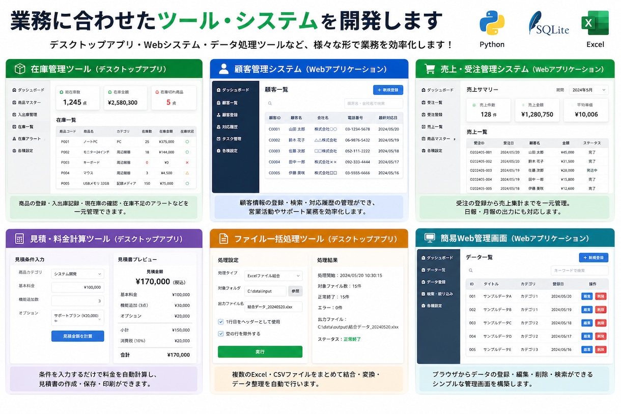 Pythonで業務ツール・システムを開発します 業務に合わせた小規模システムを制作します イメージ1