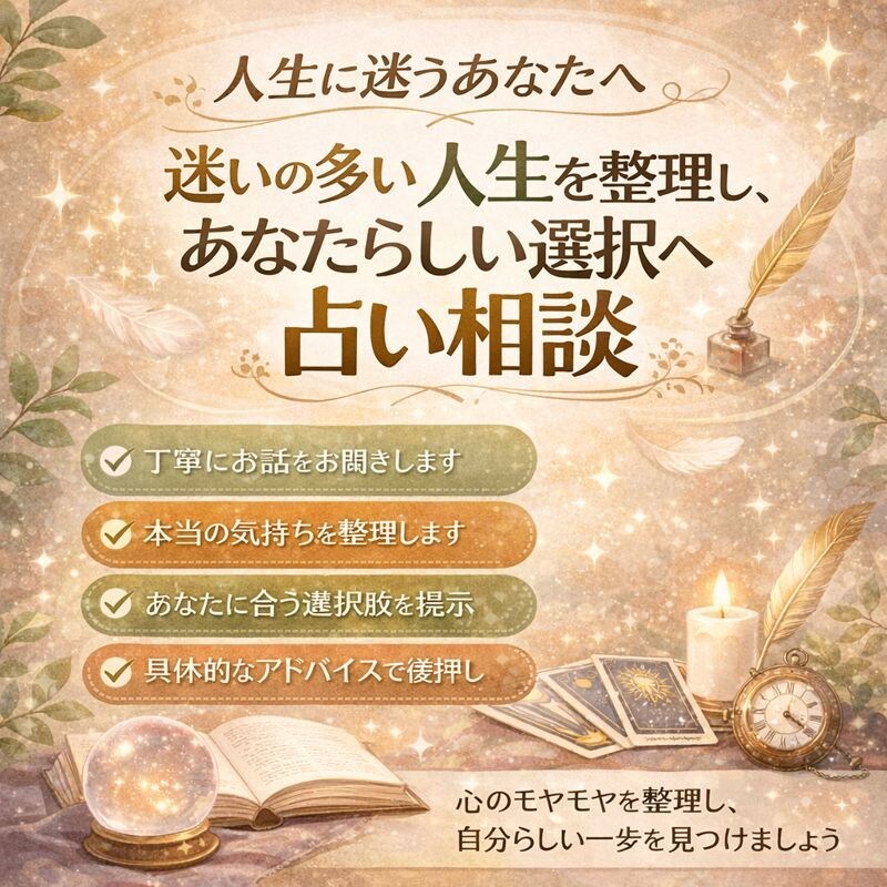 人生の迷いを整理し、前に進むための鑑定いたします あなたの夢や未来がより明るくなるためのアドバイスいたします イメージ1