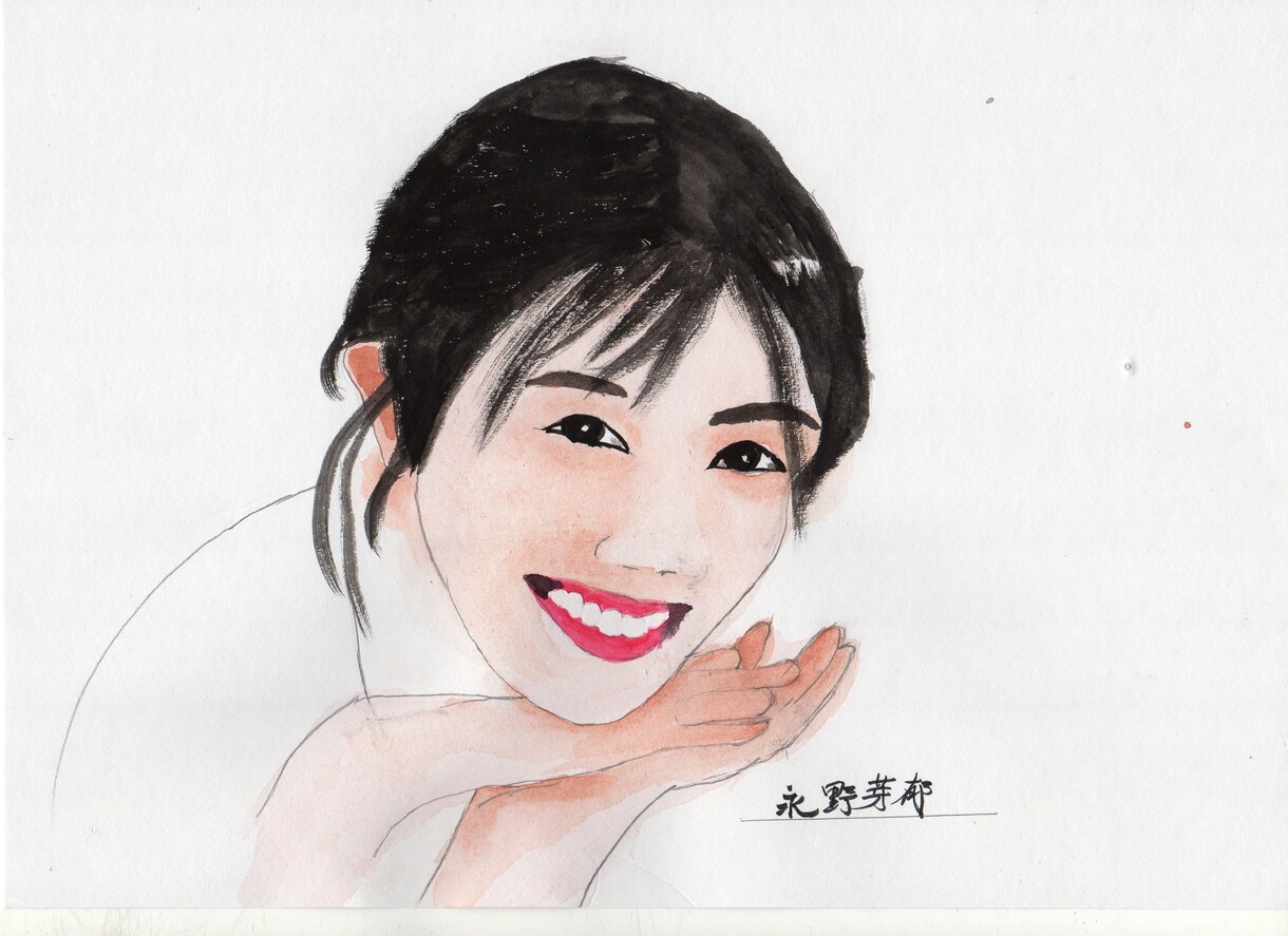 貰って嬉しいお部屋に飾れる可愛い似顔絵ます 水彩画の手描き似顔絵１枚１枚丁寧にえがきます イメージ2