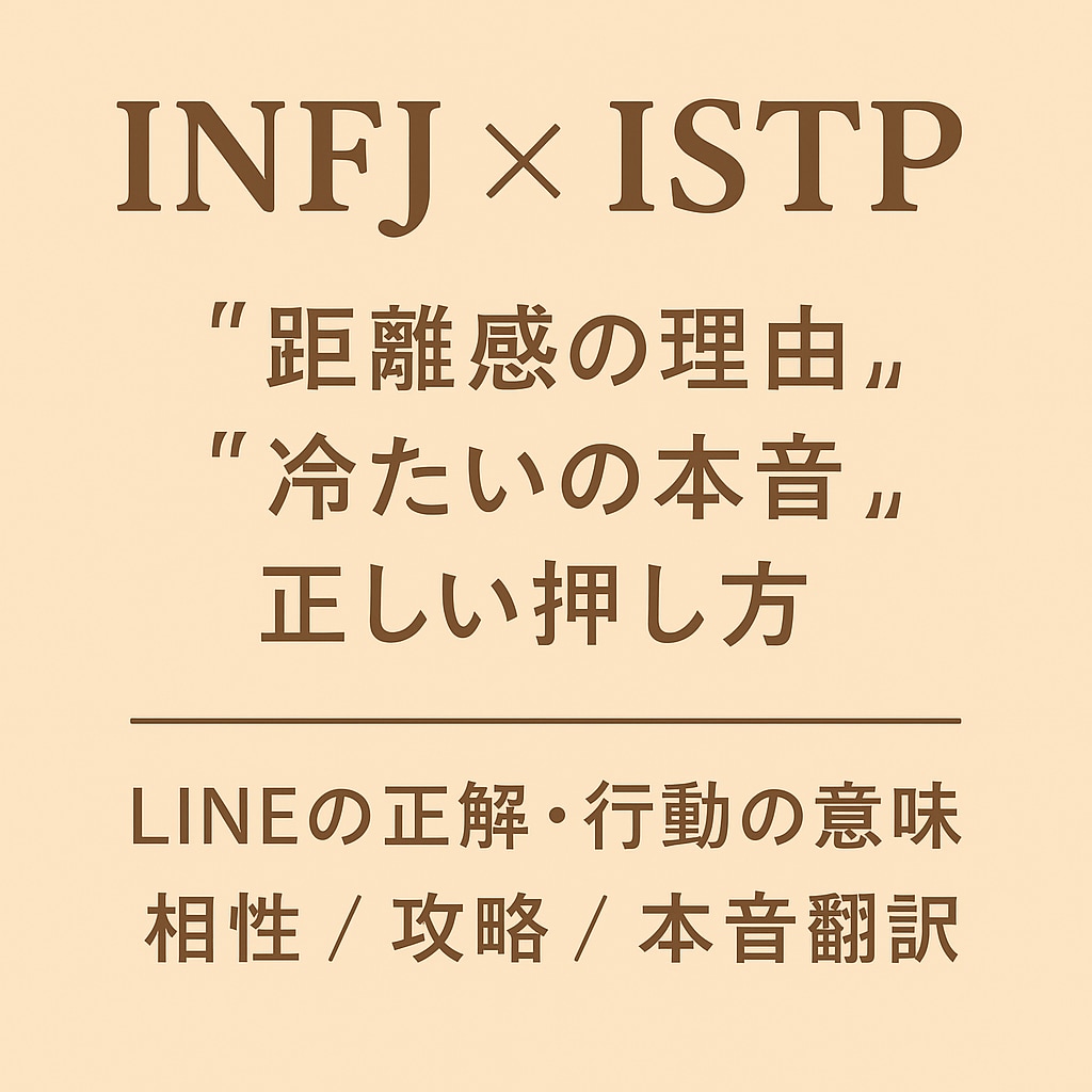 istp×INFJアドバイス致します INFJ（あなた）とISTP（彼）の相性を深掘りします イメージ1