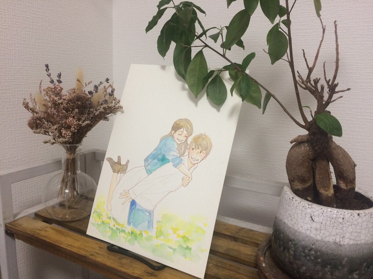 結婚式のウェルカムボード用のイラスト描きます ふんわり透明水彩で素敵あたたかみのある雰囲気に♪ イメージ4