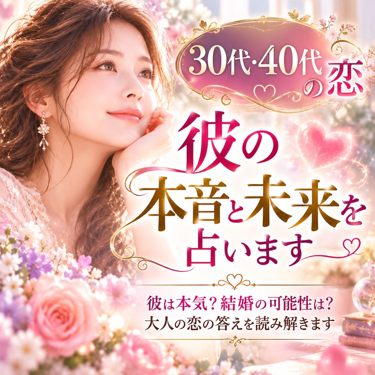 30代40代の恋♡彼の本音と未来を占います 遊び？本気？彼の気持ちと二人の未来を見極めます イメージ1
