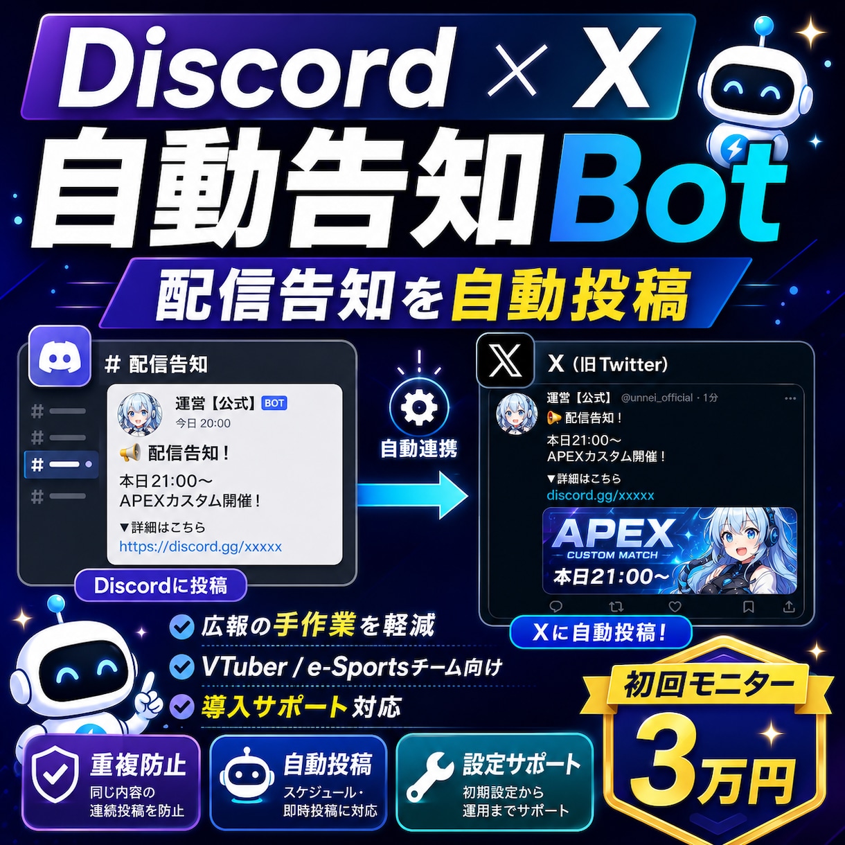 Discord×X自動告知Botを導入します 公式Xの告知作業を自動化します イメージ1