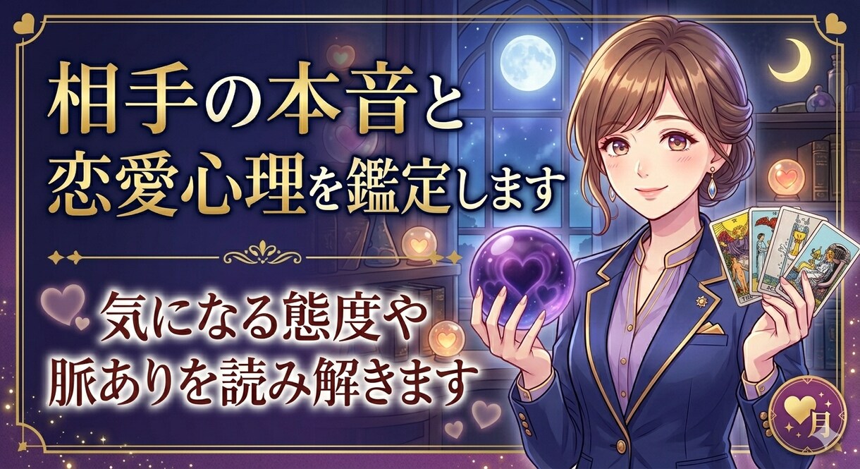 相手の本音と恋愛心理を鑑定します 気になる態度や脈アリを読み解きます イメージ1