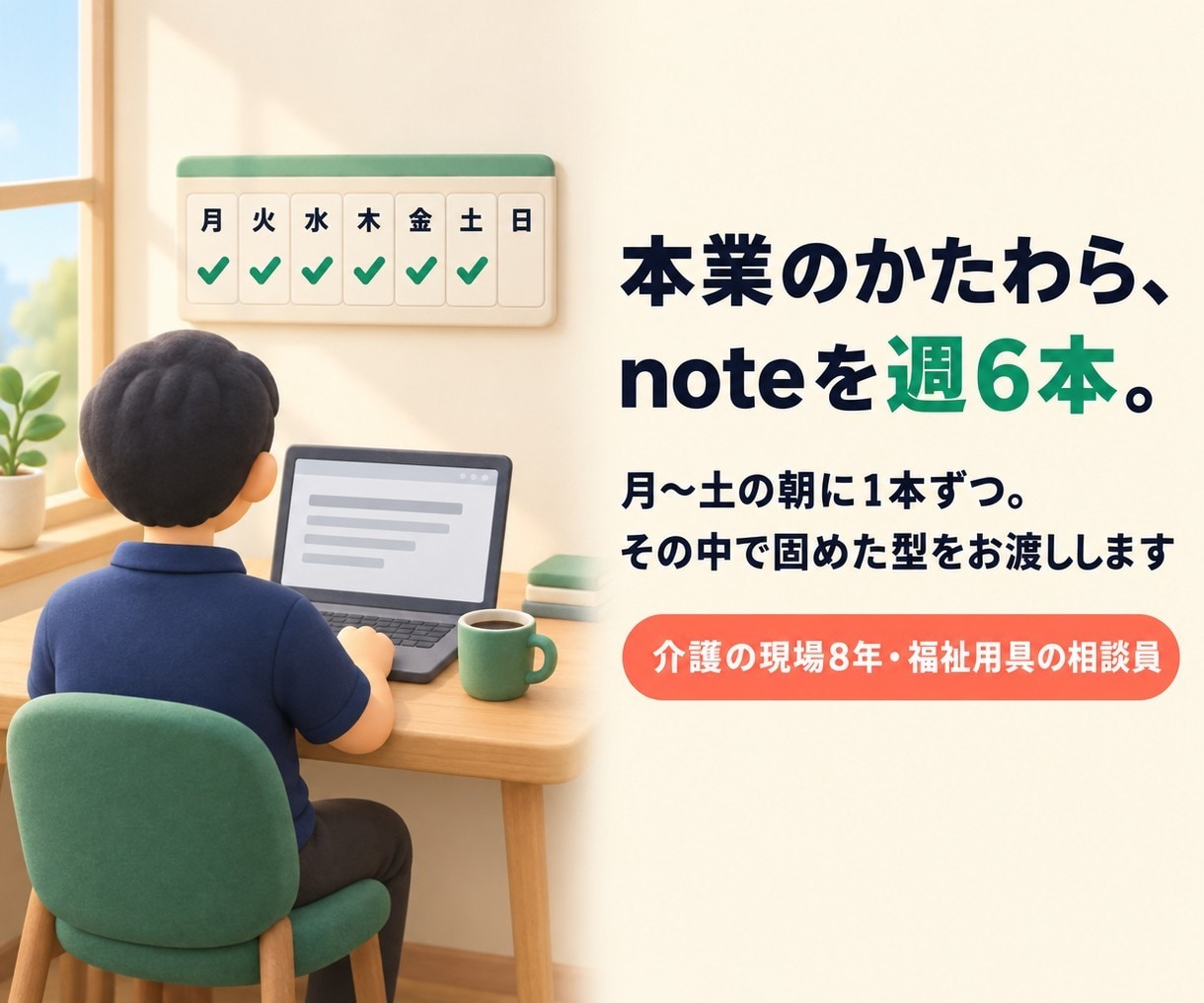 noteの記事づくりを、AIで仕組み化します 週6本のnoteを仕組みで続ける相談員が、型ごと渡します イメージ7