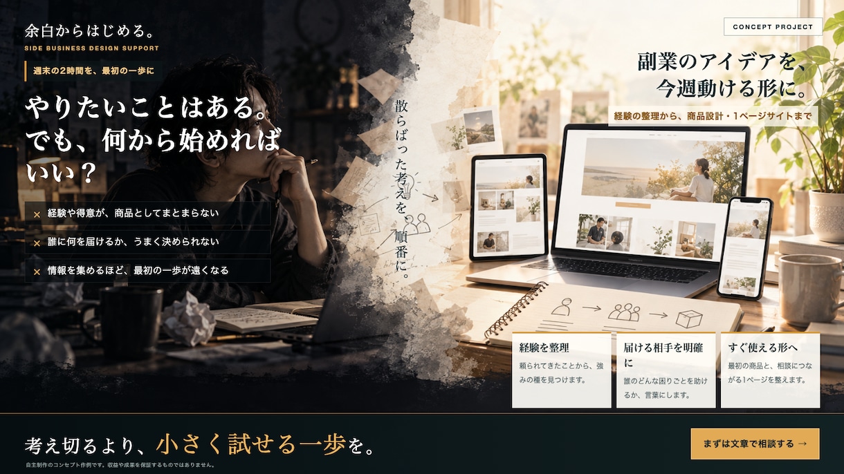 副業の問い合わせ用1ページサイトを制作します 原稿整理・スマホ対応・相談導線まで一括対応 イメージ5