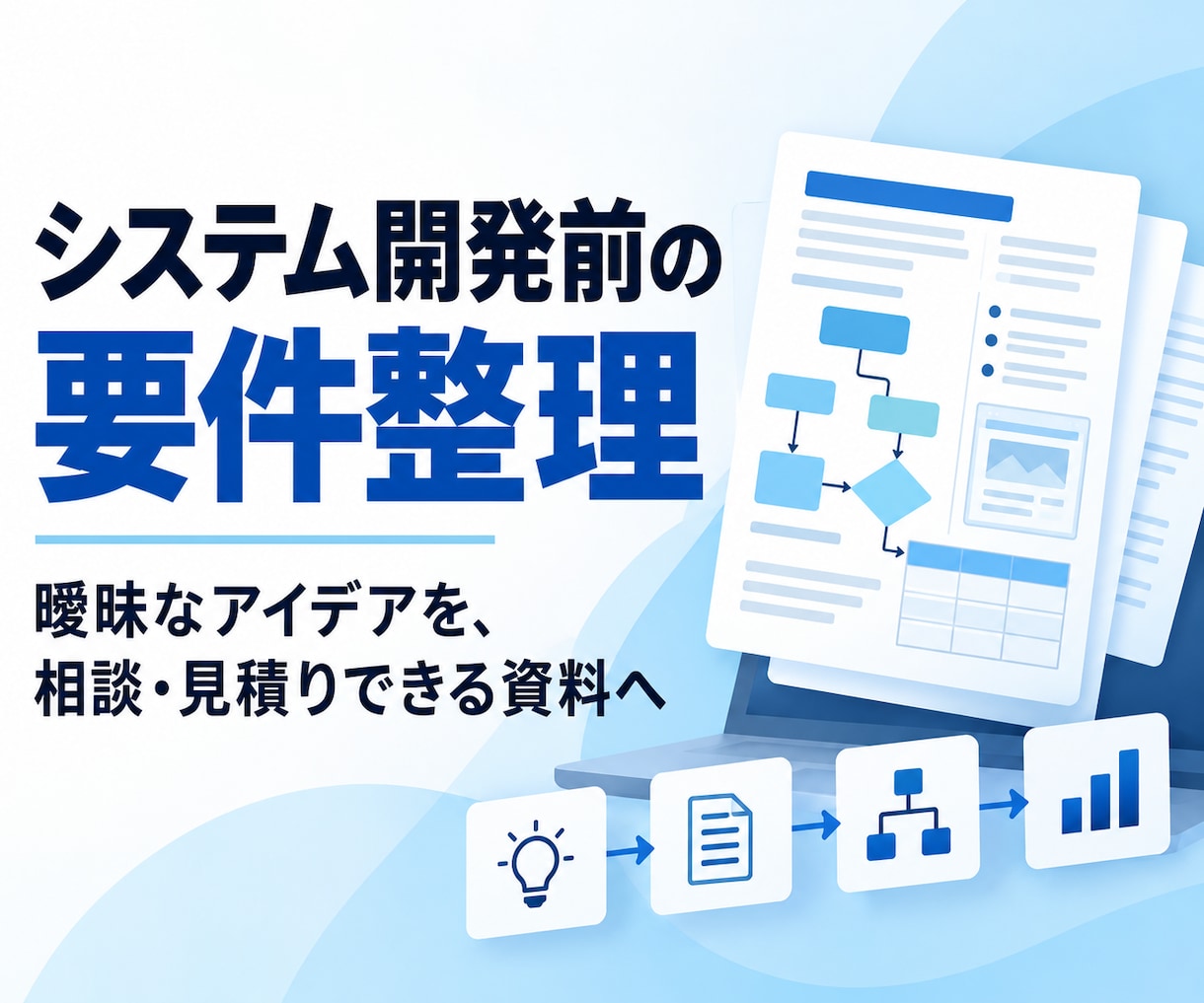 システム開発前の要件と業務フローを整理します 曖昧なアイデアを相談・見積りできる資料にします イメージ1