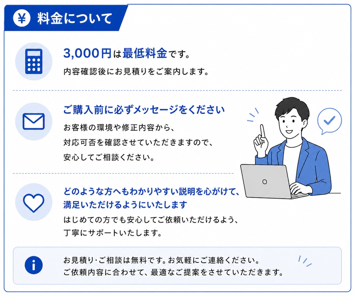 1箇所〜可能！WEBサイトの修正・更新を代行します ホームページのお困りごと、気軽にご相談ください。 イメージ2