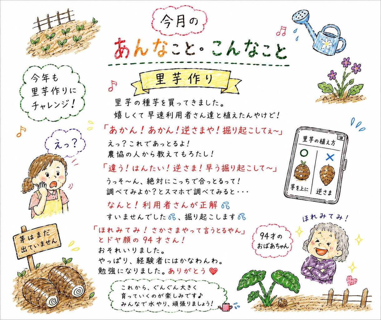 介護施設の広報「今月のあんなこと」を作ります 日常の小さな出来事を家族に伝わる広報に作ります。 イメージ1