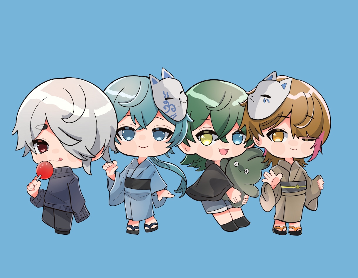 ミニキャラ作成。最短1週間以内納品で描きます グッズ、立ち絵、サムネ、挿絵等お任せ下さい！ イメージ1