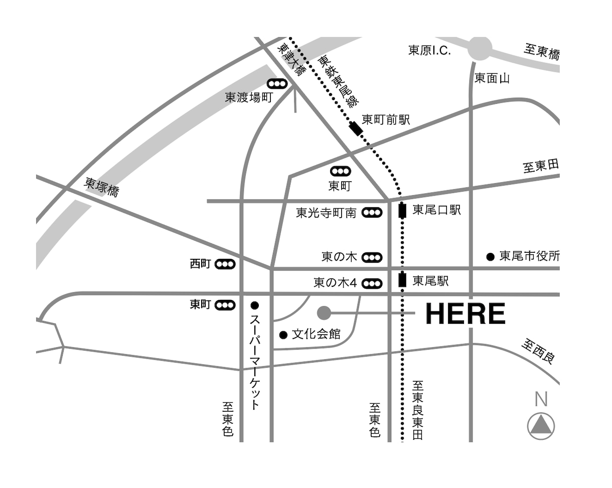 プロのデザイナーがモノクロ1色地図を作成します シンプルで分かりやすい。これぞ定番の地図。 イメージ1